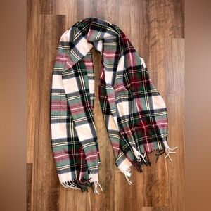 Banana Republic 80”x24” Plaid Tartan Red and Green Cream Scarf NWT